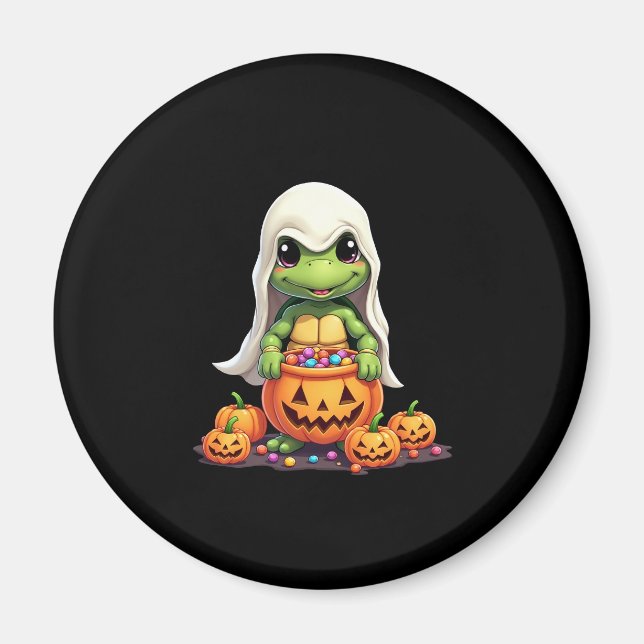 Cute Halloween Turtle Ghost with Candy (1) Magnet (Front)