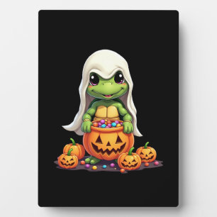 Cute Halloween Turtle Ghost with Candy (1) Plaque