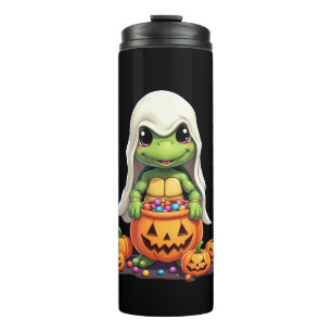 Cute Halloween Turtle Ghost with Candy (1) Thermal Tumbler
