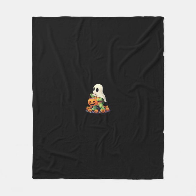 Cute Halloween Turtle Ghost with Candy (2) Fleece Blanket (Front)