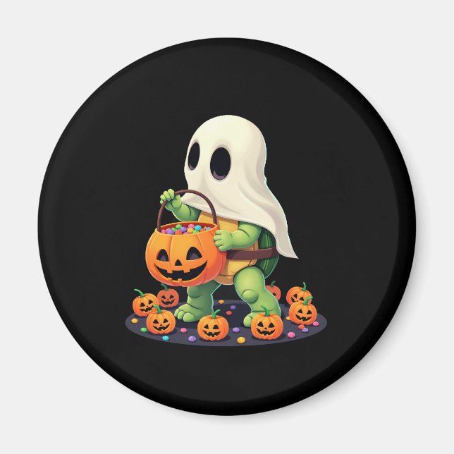Cute Halloween Turtle Ghost with Candy (2) Magnet (Front)