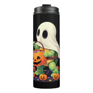 Cute Halloween Turtle Ghost with Candy (2) Thermal Tumbler