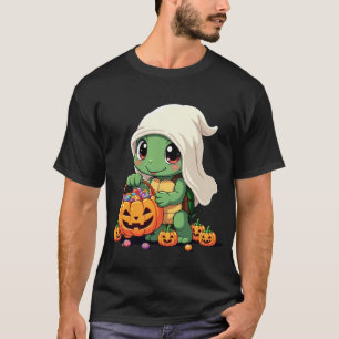 Cute Halloween Turtle Ghost with Candy (3) T-Shirt