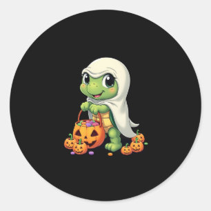 Cute Halloween Turtle Ghost with Candy (4) Classic Round Sticker