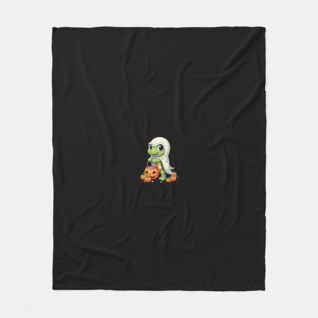 Cute Halloween Turtle Ghost with Candy (4) Fleece Blanket (Front)