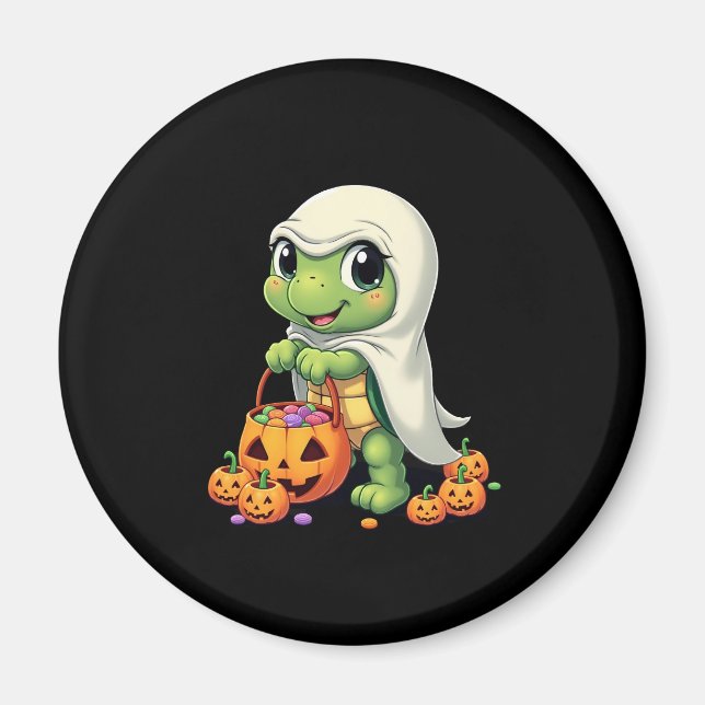 Cute Halloween Turtle Ghost with Candy (4) Magnet (Front)