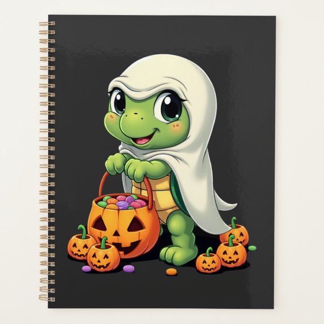 Cute Halloween Turtle Ghost with Candy (4) Planner (Front)