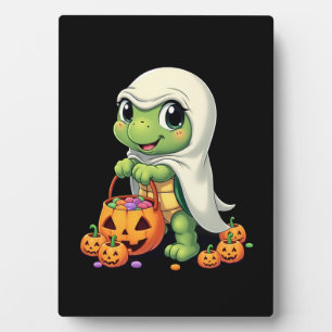 Cute Halloween Turtle Ghost with Candy (4) Plaque
