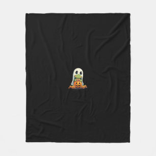 Cute Halloween Turtle Ghost with Candy (5) Fleece Blanket