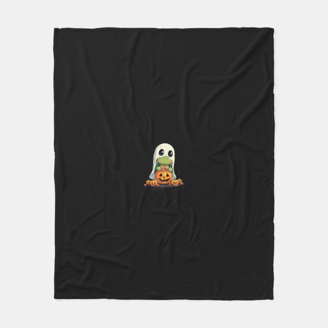 Cute Halloween Turtle Ghost with Candy (5) Fleece Blanket (Front)