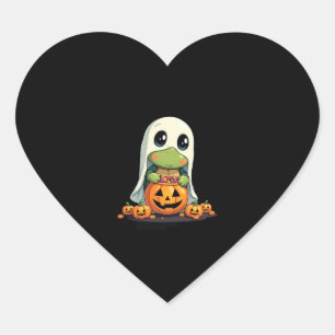 Cute Halloween Turtle Ghost with Candy (5) Heart Sticker