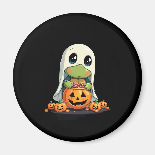 Cute Halloween Turtle Ghost with Candy (5) Magnet (Front)