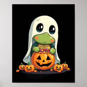 Cute Halloween Turtle Ghost with Candy (5) Poster