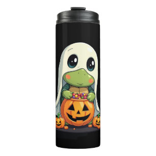 Cute Halloween Turtle Ghost with Candy (5) Thermal Tumbler