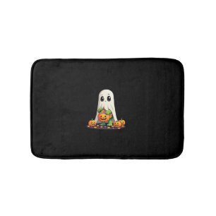 Cute Halloween Turtle Ghost with Candy (6) Bath Mat