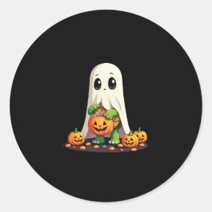 Cute Halloween Turtle Ghost with Candy (6) Classic Round Sticker