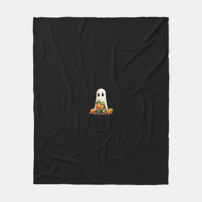 Cute Halloween Turtle Ghost with Candy (6) Fleece Blanket (Front)