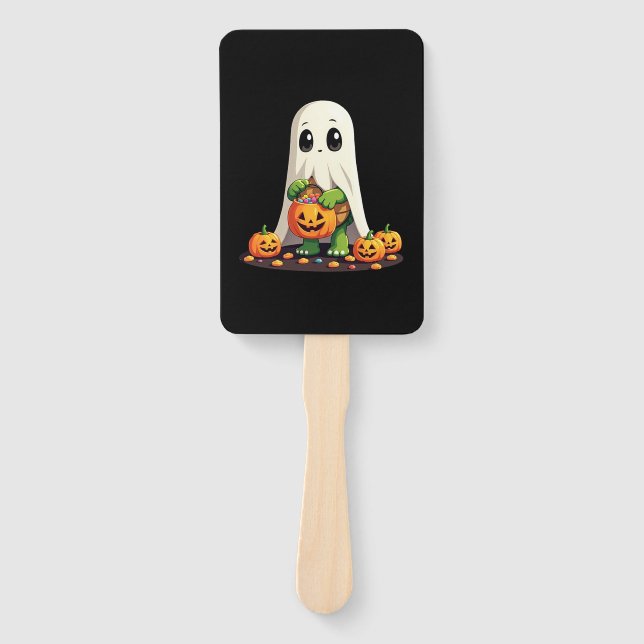 Cute Halloween Turtle Ghost with Candy (6) Hand Fan (Front)