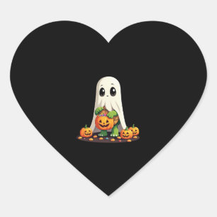 Cute Halloween Turtle Ghost with Candy (6) Heart Sticker