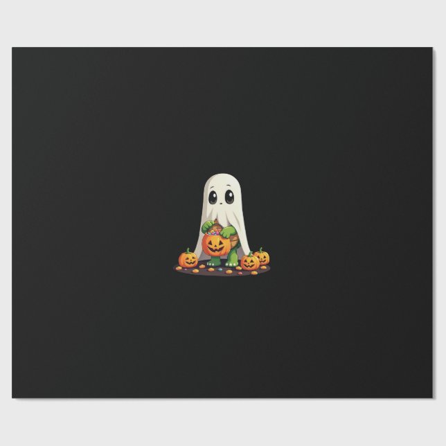 Cute Halloween Turtle Ghost with Candy (6) Wrapping Paper (Flat)