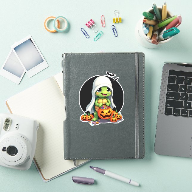 Cute Halloween Turtle Ghost with Candy (7) (iPad Cover)