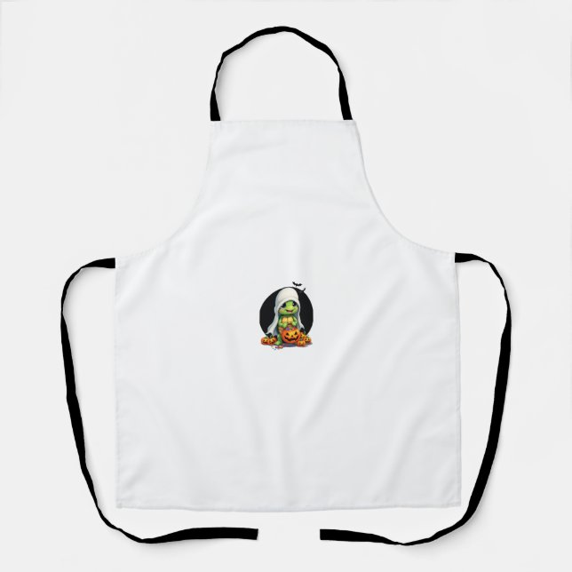 Cute Halloween Turtle Ghost with Candy (7) Apron (Front)