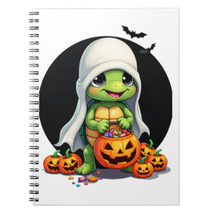 Cute Halloween Turtle Ghost with Candy (7) Notebook