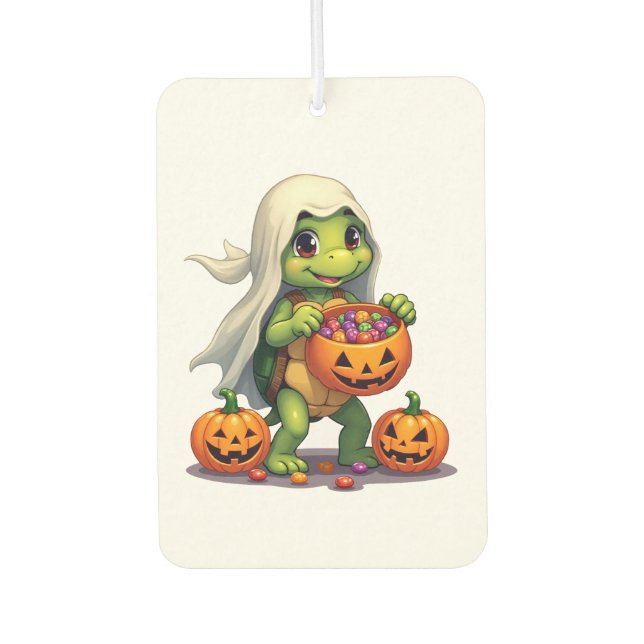 Cute Halloween Turtle Ghost with Candy (8) Car Air Freshener (Front)