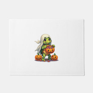 Cute Halloween Turtle Ghost with Candy (8) Doormat