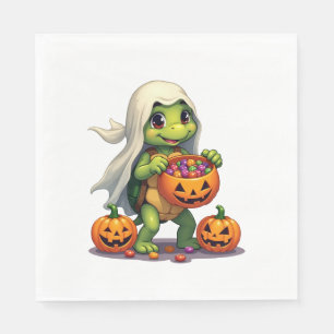 Cute Halloween Turtle Ghost with Candy (8) Napkin