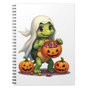Cute Halloween Turtle Ghost with Candy (8) Notebook