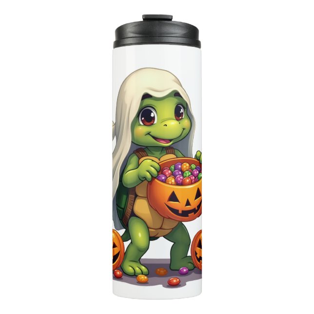 Cute Halloween Turtle Ghost with Candy (8) Thermal Tumbler (Front)