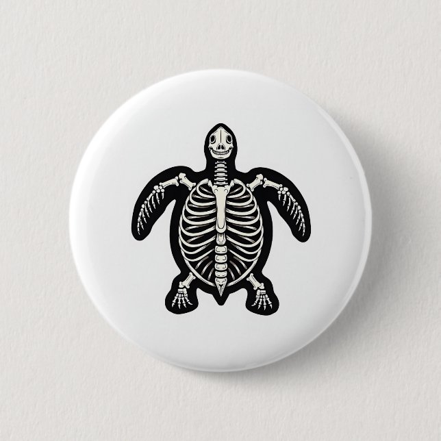 Cute Halloween Turtle Skeleton Tortoise Fossils Ar 6 Cm Round Badge (Front)