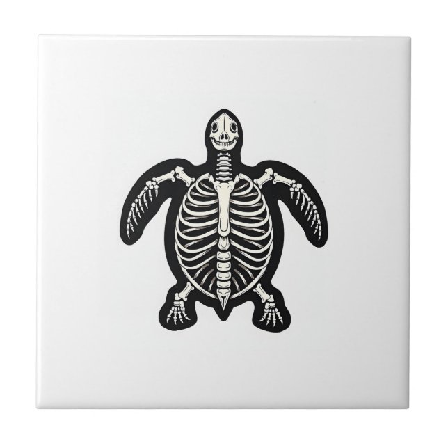 Cute Halloween Turtle Skeleton Tortoise Fossils Ar Ceramic Tile (Front)