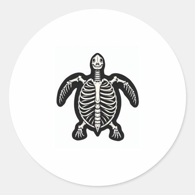 Cute Halloween Turtle Skeleton Tortoise Fossils Ar Classic Round Sticker (Front)