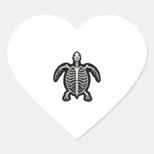 Cute Halloween Turtle Skeleton Tortoise Fossils Ar Heart Sticker