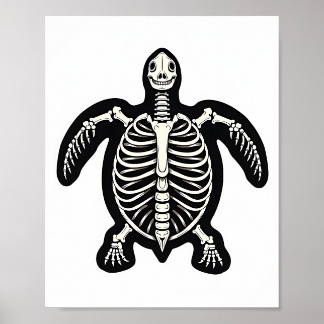 Cute Halloween Turtle Skeleton Tortoise Fossils Ar Poster (Front)