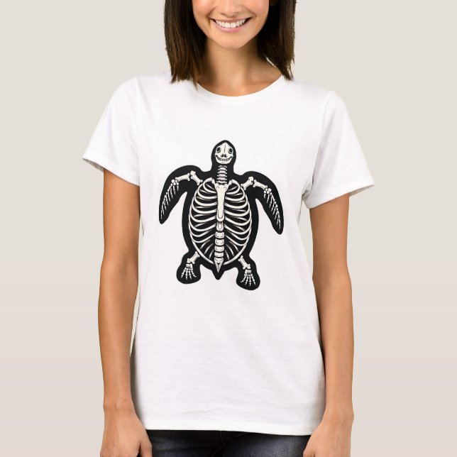 Cute Halloween Turtle Skeleton Tortoise Fossils Ar T-Shirt (Front)