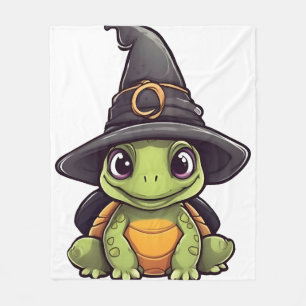 Cute Halloween turtle with a witch hat. Copy Fleece Blanket