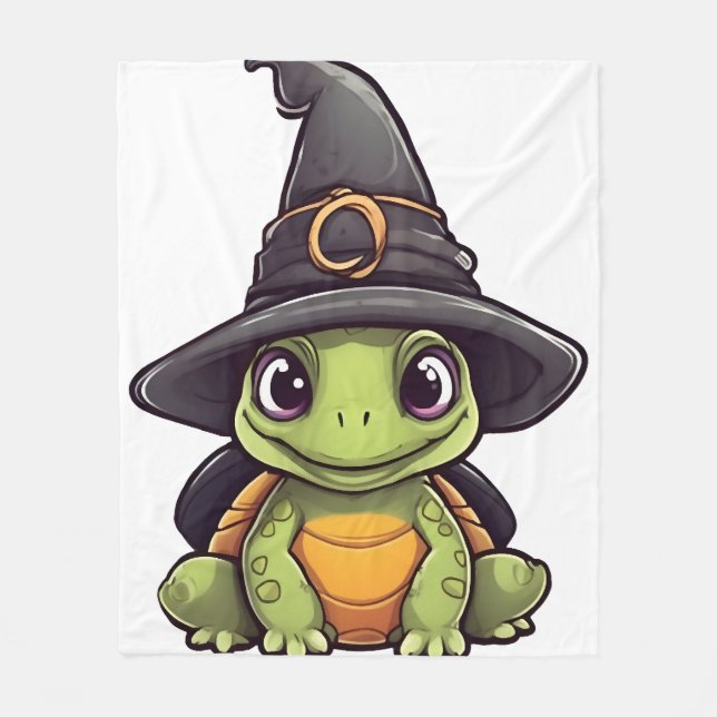 Cute Halloween turtle with a witch hat. Copy Fleece Blanket (Front)