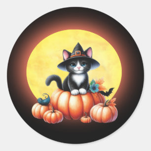 Cute Halloween Tuxedo Cat Stickers