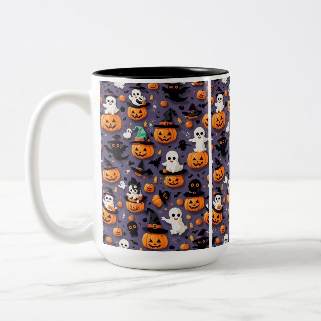 Cute Halloween Two-Tone Coffee Mug (Left)