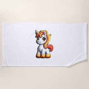 Cute Halloween Unicorn Candy Corn Horn Magical Hor Beach Towel