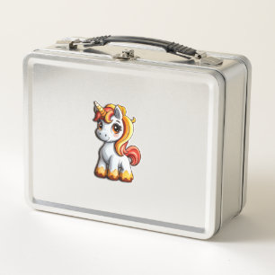 Cute Halloween Unicorn Candy Corn Horn Magical Hor Metal Lunch Box