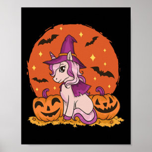 Cute Halloween Unicorn Pumpkin Halloween Autumn Poster
