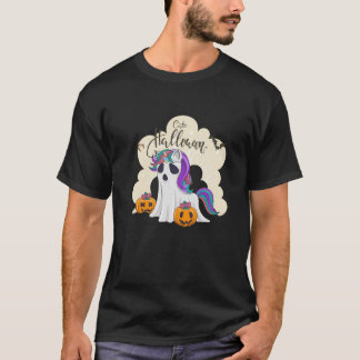 Cute Halloween unicorn with pumpkin  T-Shirt
