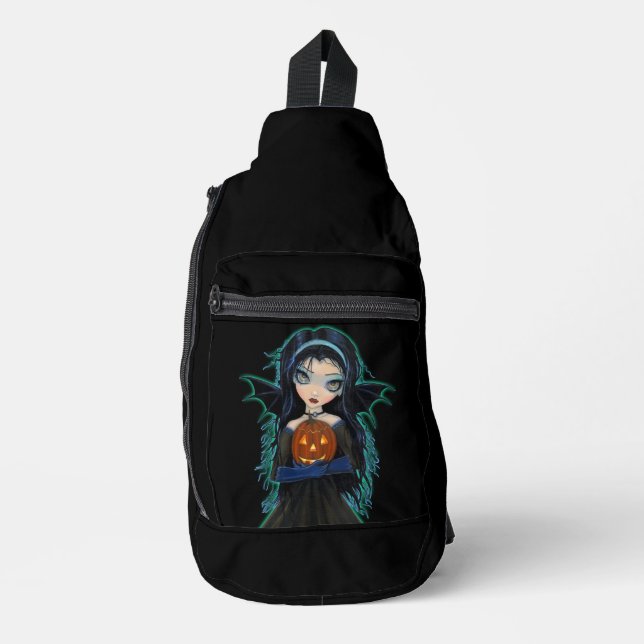 Cute Halloween Vampire and Pumpkin  Sling Bag (Front)