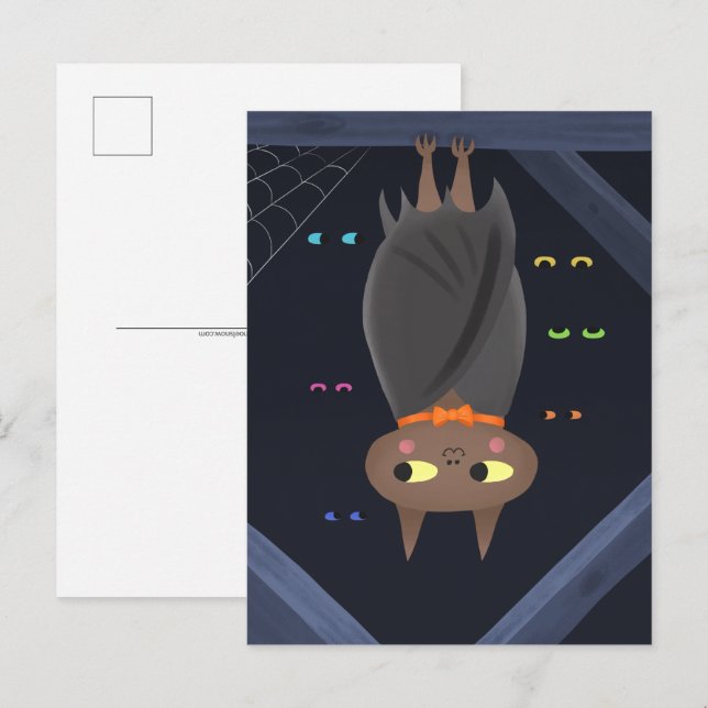 Cute Halloween Vampire Bat Postcard (Front/Back)