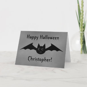 Cute  Halloween vampire bat with big eyes Card