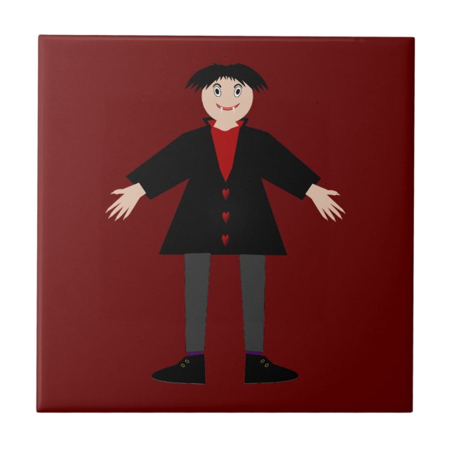 Cute Halloween Vampire Ceramic Tile (Front)